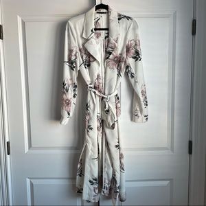 Floral Cream Trench Blazer Jacket - Brand: